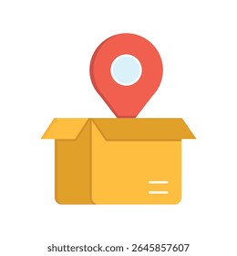 Shipping Box with Location Marker Icon