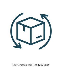 Shipping box with rotating arrows symbol. Icon symbol illustration