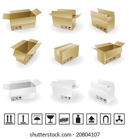 shipping box vector and Box Icon and Signs