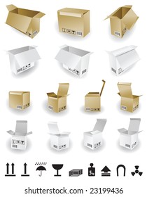 shipping box vector and Box Icon and Signs