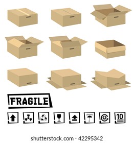 Shipping Box Vector Illustration. Box Icons and Signs.