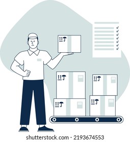 Shipping boxes check. Cargo delivery control concept