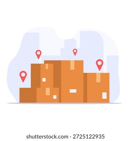 Shipping Boxes with GPS Location Tracking Illustration
