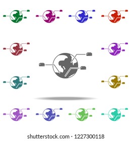 shipping boxes on the planet icon. Elements of Logistic in multi color style icons. Simple icon for websites, web design, mobile app, info graphics