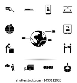 shipping boxes on the planet icon. Universal set of logistic for website design and development, app development