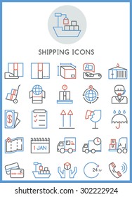 Shipping business icons set vector