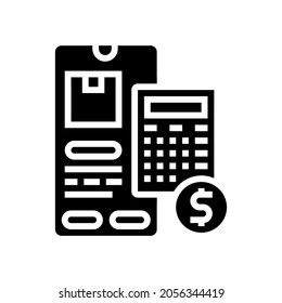 shipping calculator glyph icon vector. shipping calculator sign. isolated contour symbol black illustration