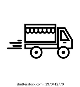 Shipping Car- black linear car vector illustration symbol icon
