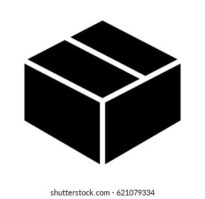 Shipping cardboard box or container flat vector icon for apps and websites