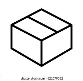 Shipping cardboard box or container line art vector icon for apps and websites