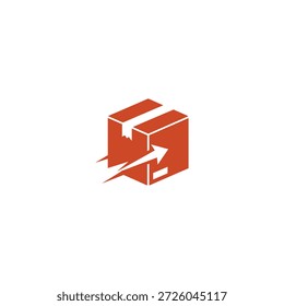Diseño de Vector plano del icono del logotipo de la caja de entrega de carga de envío.