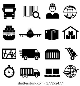 Shipping and cargo icon set