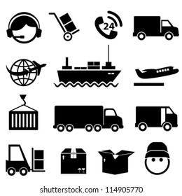 Shipping And Cargo Icon Set In Black