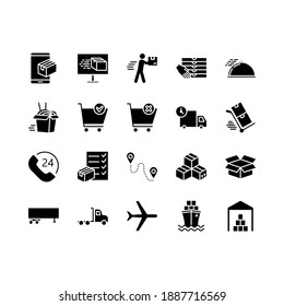 Shipping and cargo icon set. Contains such Icons as transport delivery and logistics, courier service, warehouse storage and more
