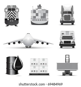 Shipping and cargo icons | B&W series