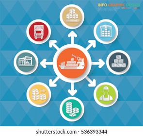 Shipping and cargo info graphic,clean vector