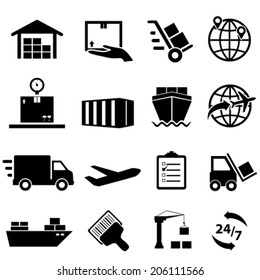 Shipping, cargo and logistic icon set