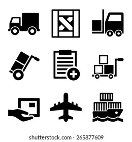 Shipping, Cargo, Warehouse and Logistic Icons Set. Vector