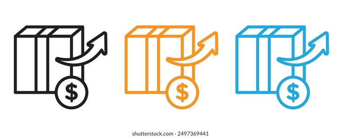 Shipping charges icon Flat vector set outline