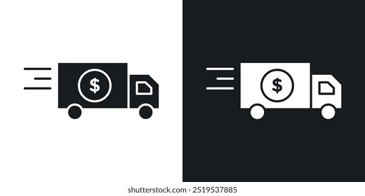 Shipping charges icon icons in black and white filled style
