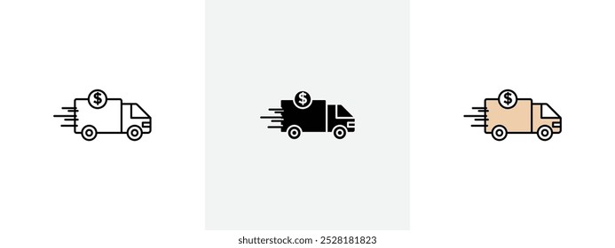 Shipping charges icon Outline sign symbol set