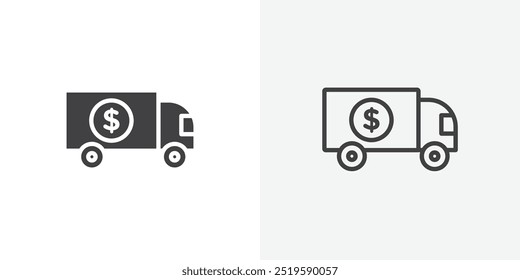 Shipping charges icon. solid filled and stroke thin line style eps 10