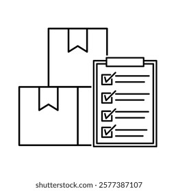 Shipping checklist with boxes and clipboard icon, ideal for logistics planning, delivery management, parcel tracking, inventory organization, package handling, supply chain, and e-commerce operations.