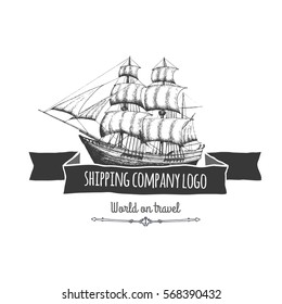 Logo de la compañía de envío. Ilustración aislada del vector.
