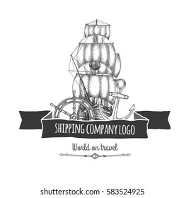 Shipping company logo. Vector isolated illustration.