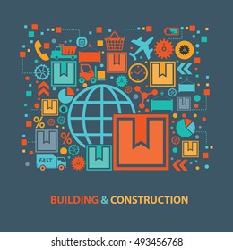 
Shipping and construction concept design on clean background,clean vector