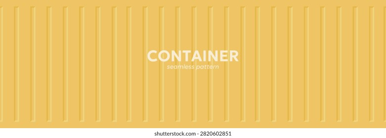 Shipping container background. Seamless orange corrugated metal texture with fluted steel panel and industrial construction design. Vector
