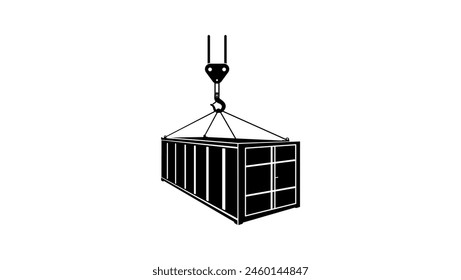 Shipping container, black isolated silhouette