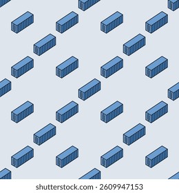 Shipping Container blue seamless pattern - vector transportation colored background