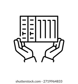 Icono de línea de cuidado de contenedores de envío sobre fondo blanco aislado para gestión de seguridad