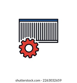 Shipping Container with Cog Wheel vector concept colored icon or design element