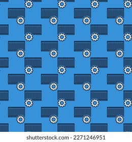 Contenedor de envío con el concepto de vector de rueda de Cog patrón transparente