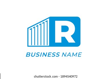 Shipping Container Combined Letter R Logo Stock Vector (Royalty Free ...