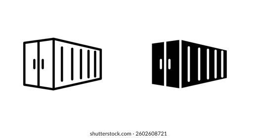 Shipping Container flat Icons in line outline and flat solid style on white background