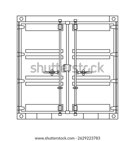 Shipping Container Front Side Outline Icon Illustration on White Background