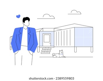 Shipping container home abstract concept vector illustration. Modern shipping container house, ecology environment, sustainable building construction, eco-friendly architecture abstract metaphor.