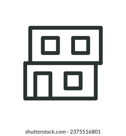 Shipping container homes isolated icon, two story container house vector icon with editable stroke