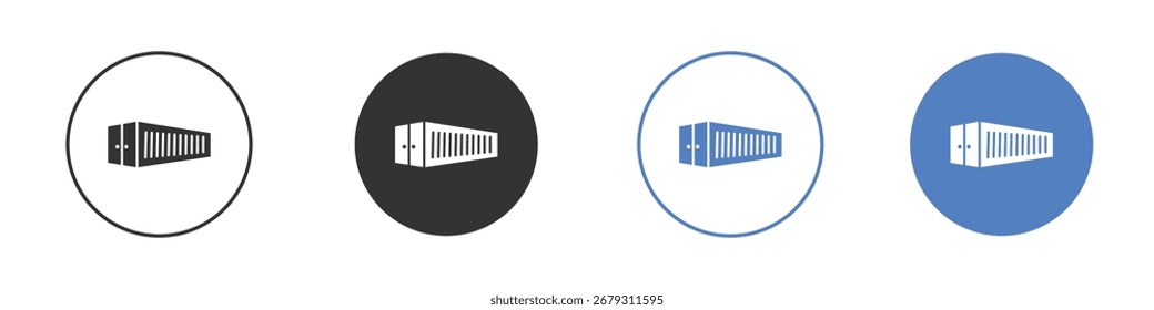 Shipping Container icon collection for app in black and blue colors