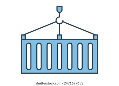 Shipping container icon. icon related to supply chain. suitable for web site, app, user interfaces, printable etc. flat line icon style. simple vector design editable