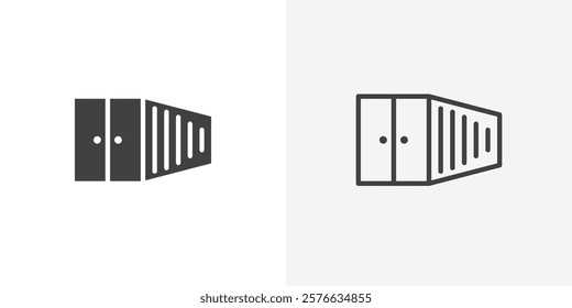 Shipping Container icon set in black flat solid and outlined style.