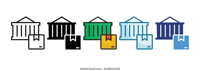 Shipping Container Icon Set Multiple Style Collection