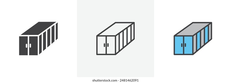 Versandcontainer-Symbol-Kollektion auf weißem Hintergrund.