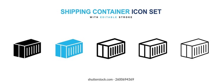 Shipping Container icons graphics set in black and blue colors