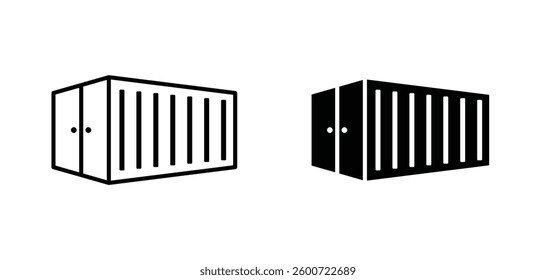 Shipping Container icons set for apps and web ui designs. simple isolated graphics.