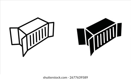 Conjunto de ícones do contêiner de envio, ilustração plana do ícone do vetor no fundo branco.