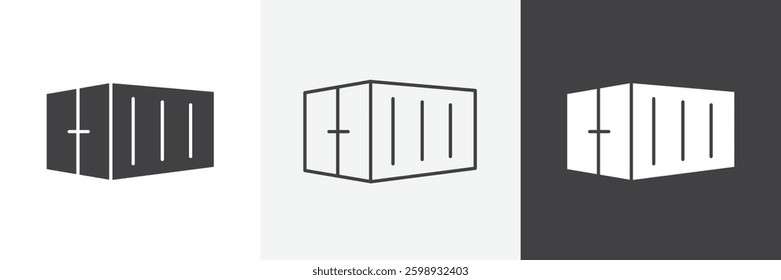 Shipping Container icons in Thin line black color. flat simple vector symbols illustration.